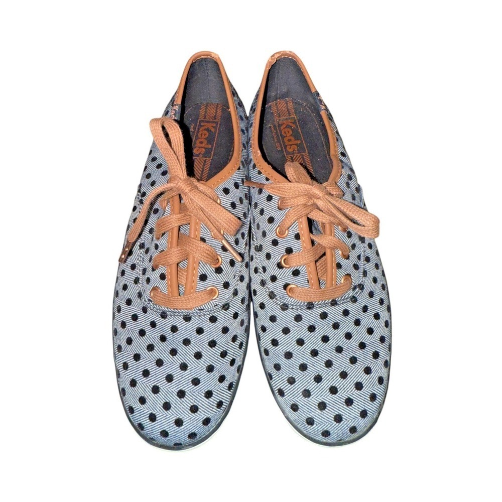 Keds Polka Dot Sneakers Womens 8 Pre-Owned LowTop Sneaker Gray/Black Herringbone